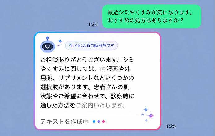 LINE自動返信とタグ付与の画面