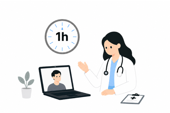 オンライン診療・1時間診察のイメージ