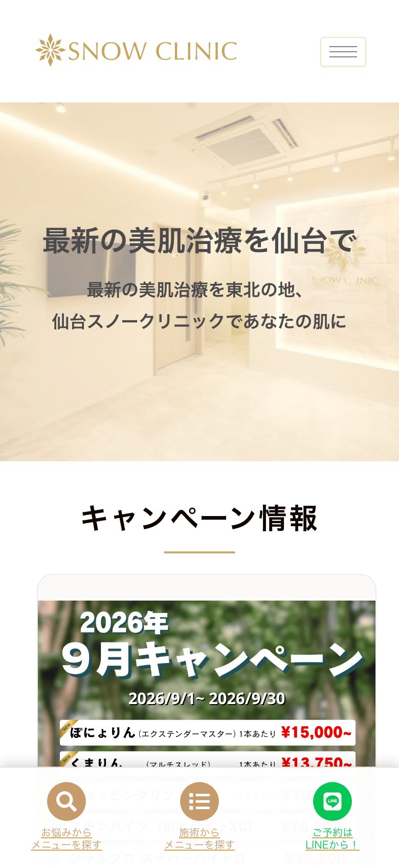 美容皮膚科 ページを開いた直後